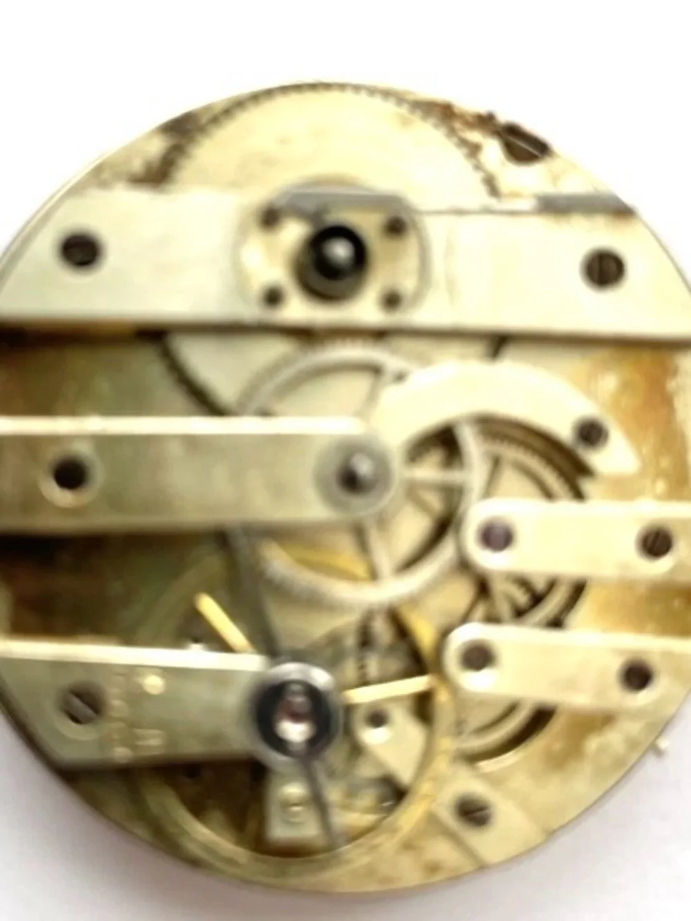 French Men's Pocket Watch Mechanism with White Dial